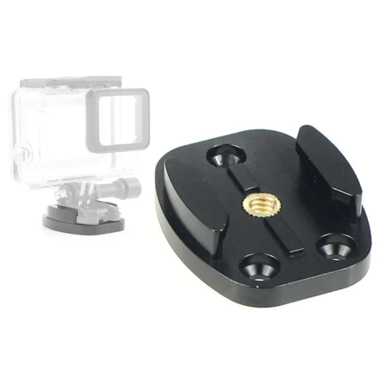 4 Holes Aluminum Quick Release Tripod Mount Base For Sports Camera, Black, Black Embedded Nut
