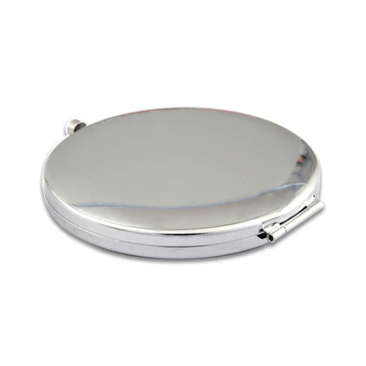 Diamond-encrusted Metal Double Side Folding Mini Portable Round Small Makeup Mirror, White, Red, Pink, Sky Blue, Green, Color White, Bright Black