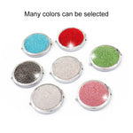 Diamond-encrusted Metal Double Side Folding Mini Portable Round Small Makeup Mirror, White, Red, Pink, Sky Blue, Green, Color White, Bright Black