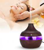 300ML Waterdrop Shape USB Wood Grain Aromatherapy Air Purifier Mute Humidifier, Deep Wood Grain