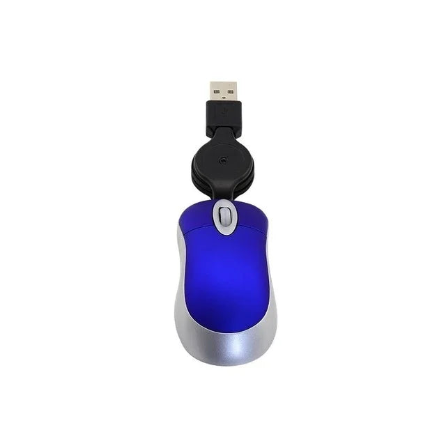 Mini Computer Mouse Retractable USB Cable Optical Ergonomic1600 DPI Portable Small Mice for Laptop