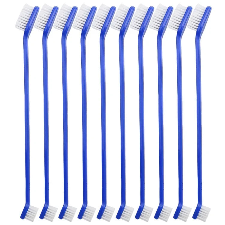 10pcs Dog Cat Effective Pets Oral Care Pet Toothbrush, Blue Handle + Medium Hair