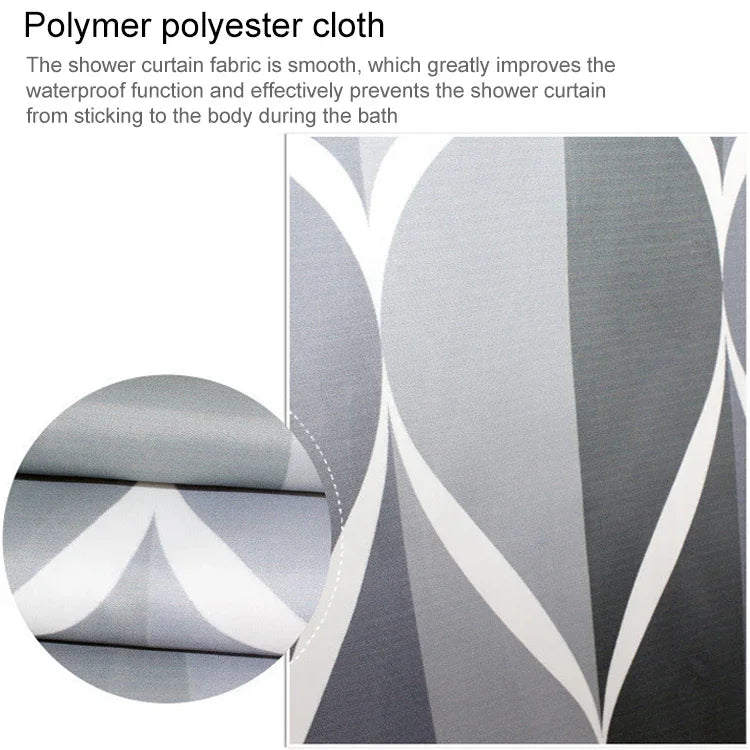 Shower Curtain Waterproof Bathroom Geometric Light Grey Bath Curtains, 80x200cm, 100x200cm, 120x180cm, 200x180cm
