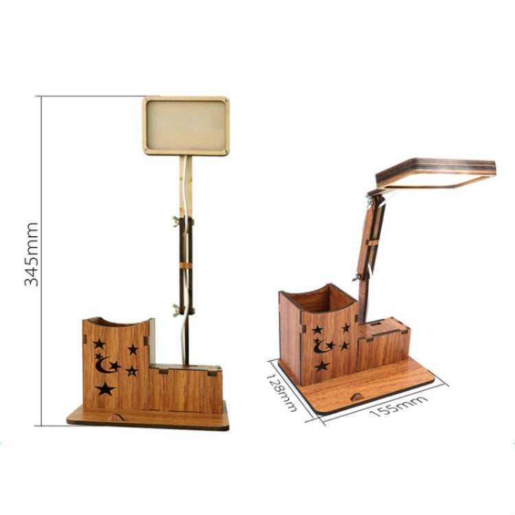 Wooden Multi-function Touch USB Pen Holder Desk Lamp Student Desktop Charging Reading Lamp Led Eye Protection Table Lamp, USB Plug-in without Battery, USB Charging Built-in Battery
