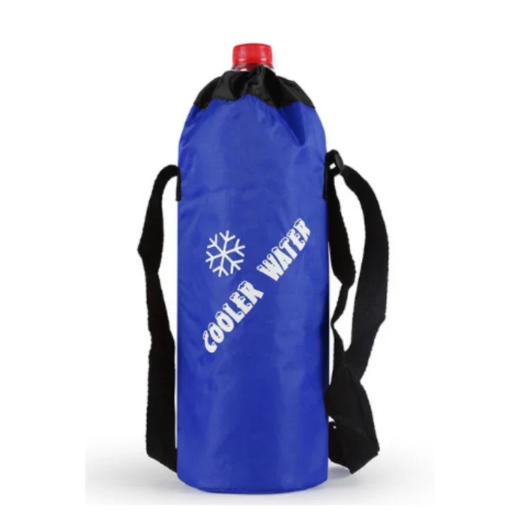 Oxford Cloth Cylindrical Ice Pack Portable Folding Drink Ice Pack Lunch Bag, Drawstring / Red, Drawstring / Blue