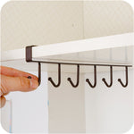2 PCS Hooks Storage Rack Cup Towel Hanging Holder Bathroom Kitchen Cabinet Organizer