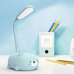 Cartoon Cat Design LED Eye Protection Reading Lamp USB Rechargeable Desk Lamp, Blue, White, Green, Pink