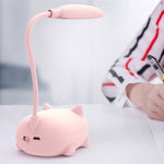 Cartoon Cat Design LED Eye Protection Reading Lamp USB Rechargeable Desk Lamp, Blue, White, Green, Pink