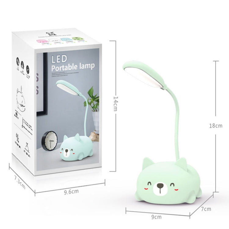 Cartoon Cat Design LED Eye Protection Reading Lamp USB Rechargeable Desk Lamp, Blue, White, Green, Pink