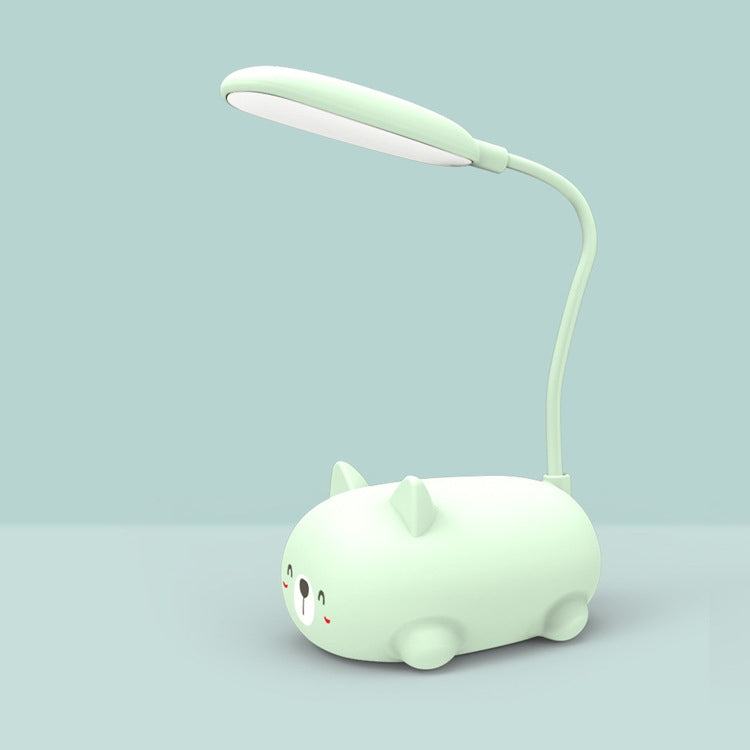 Cartoon Cat Design LED Eye Protection Reading Lamp USB Rechargeable Desk Lamp, Blue, White, Green, Pink