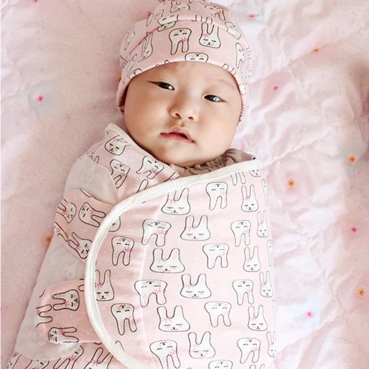 Spring  Summer Cotton Baby Infant Bags Towels Sleeping Bags Knitted Cloth Cap Set, S (50x70 CM), L (60x75 CM)