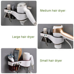 Hairdryer Hanger Free Punch Wall Mounted Bathroom Multi-function Toilet Storage Rack, Elegant Black, Rosy, Translucent, Elegant Blue