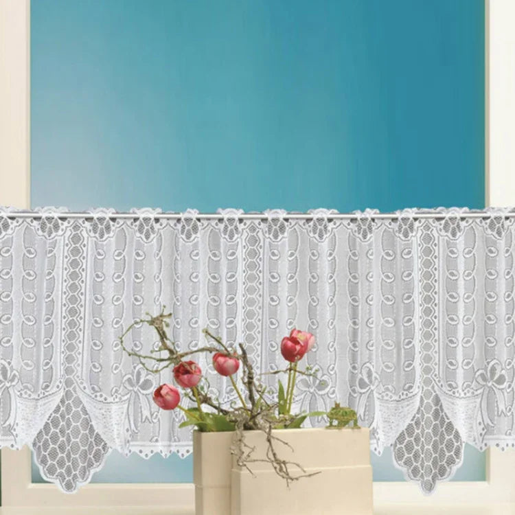 White Translucent Coffee Curtain Tulle Lace Sheer Warp Knitted Jacquard Curtains Bedroom Curtains, Lower Curtain, Upper Curtain, Upper And Lower Curtain
