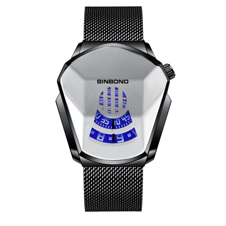 BINBOND Locomotive Concept Watch Men Live Black Technology Watch, White Net Belt White Steel Blue Face, White Net Belt White Steel White Face, Gold Net Belt Full Gold Blue Face, Gold Net Belt Full Gold Gold Face, Black Net Belt Black Steel Blue Face   ...