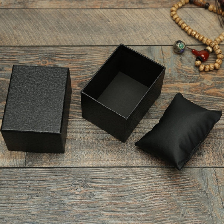 Litchi Texture Watch Box Jewelry Gift Box Earring Necklace Jewelry Watch Packaging Box, Black