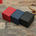 Litchi Texture Watch Box Jewelry Gift Box Earring Necklace Jewelry Watch Packaging Box, Black