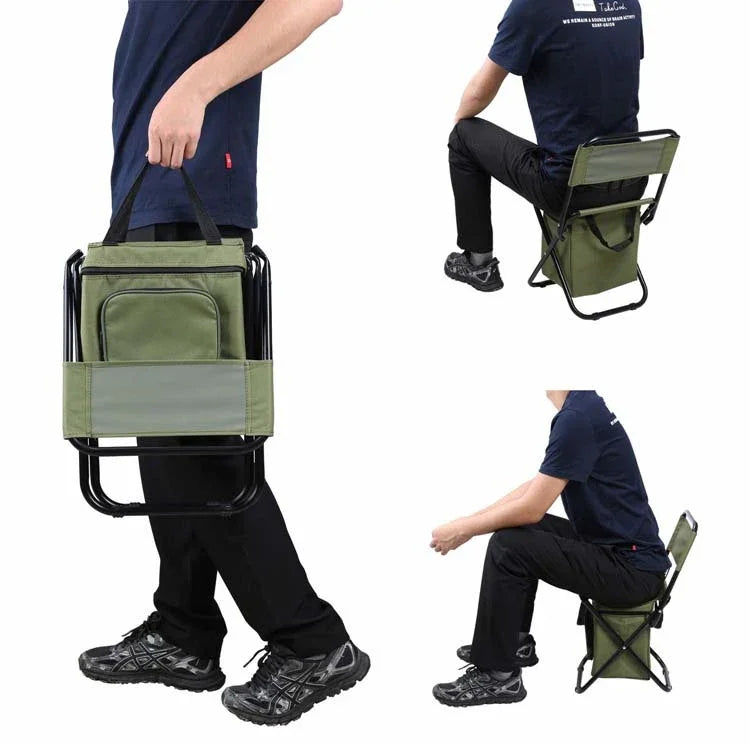 Outdoor Folding Chair with Storage Bag & Backrest & Heat Preservation Function, Outdoor Folding Chair
