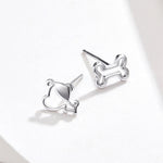 Sterling Silver Hollow Dog Bone Earrings Simple Jewelry, SCE649