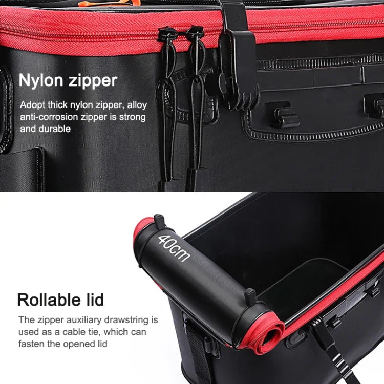 Thickened Multifunctional Folding Live Fish Box Fishing Bucket, 40 cm (with Handle and Side Pocket), 45 cm (with Handle and Side Pocket), 50 cm (with Handle and Side Pocket)