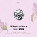 Vintage Love Beaded Sterling Silver S925 Round Beads DIY Bracelet Jewelry Accessories