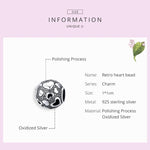 Vintage Love Beaded Sterling Silver S925 Round Beads DIY Bracelet Jewelry Accessories