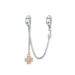 S925 Sterling Silver Platinum Plated Clover Safety Chain DIY Bracelet Accessories, SCC1261