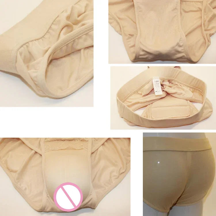 CD Pseudo-girl Underwear Male Disguise Women Hidden Lower Body Pants Cross-dress Underwear, S, M, L, XL, XXL