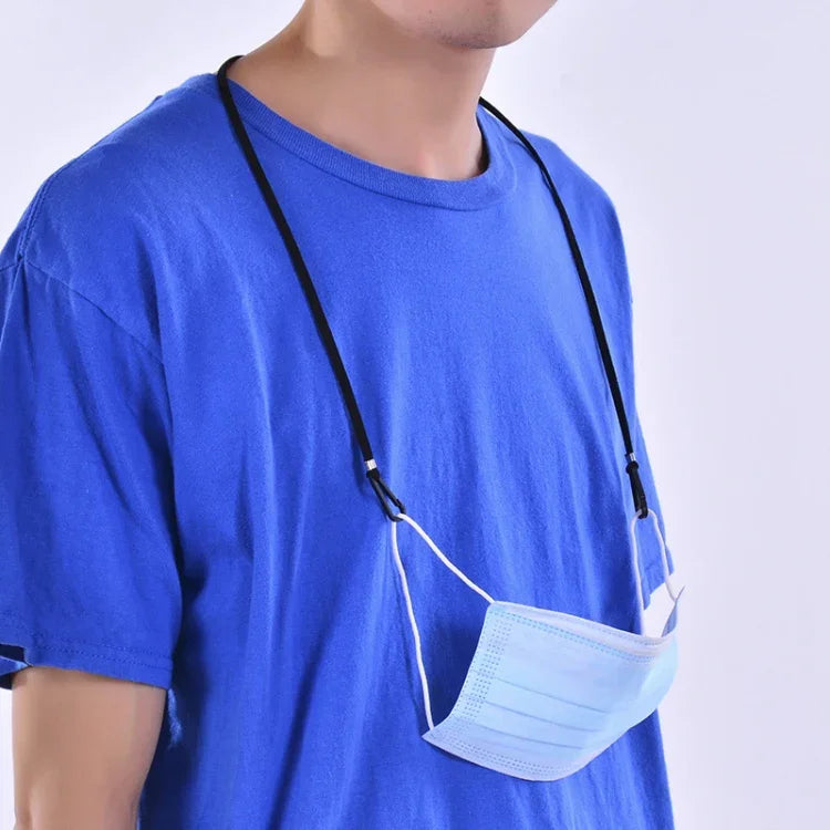 10pcs Mask Anti-lost Adjustable Lanyard and Ear Hook, Cashmere, White, Black, Yellow, Green, Blue, Pink, Red, Grey