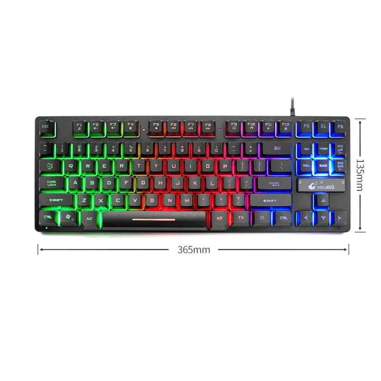 ZIYOULANG K16 87 Keys Colorful Mixed Light Gaming Notebook Manipulator Keyboard, Cable Length: 1.5m, K16
