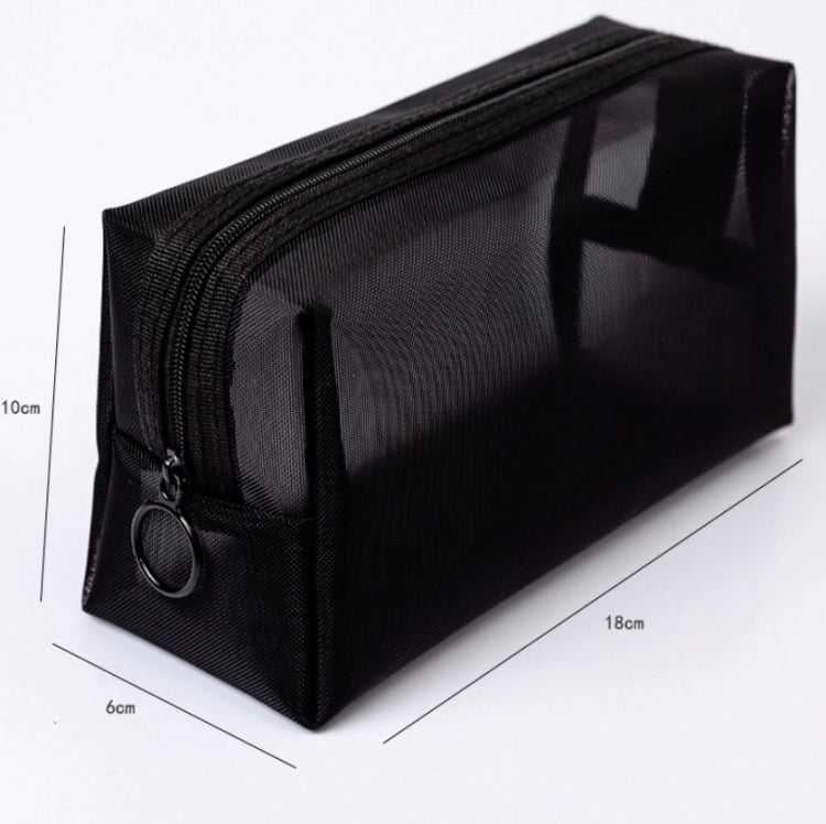 Black Transparent Mesh Cosmetic Bag Three-piece Large Capacity Travel Cosmetic Storage Bag, Three-piece Storage Bag
