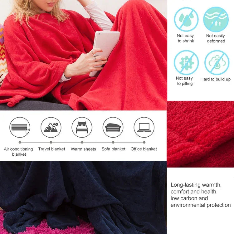Spring and Autumn Soft and Thick Coral Fleece Blanket TV Blanket, Red, Pink, Navy