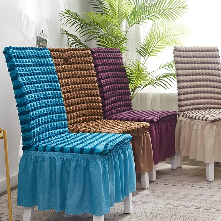 Bubble Skirt Chair Cover Household Elastic Universal One-piece  Seat Stool Cover Fabric Grid Chair Cover, Universal Size