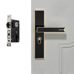 Mute Strong Magnetic Aluminum Alloy Interior Door Lock Door Bedroom Hardware Handle Lock, Black Gold Small 50 Lock Body, Black Silver Small 50 Lock Body