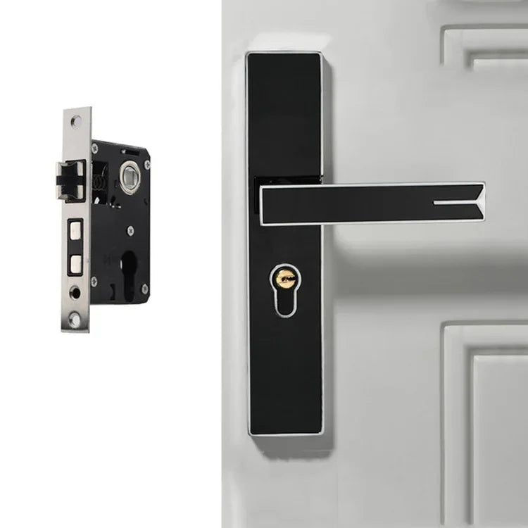 Mute Strong Magnetic Aluminum Alloy Interior Door Lock Door Bedroom Hardware Handle Lock, Black Gold Small 50 Lock Body, Black Silver Small 50 Lock Body