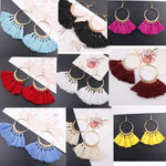 Tassel Earrings for Women Ethnic Big Drop Earrings Bohemia Fashion Jewelry Trendy Cotton Rope Fringe Long Dangle Earrings, Colorful, White, Wine red, Black, Yellow, Beige, Red, Sky blue, Blue, Green, Red color, Royal blue, Light Pink