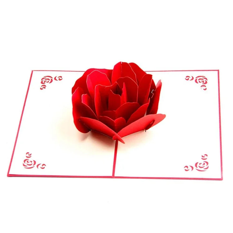 3D Pop Up Rose Thank You Greeting Postcards Flower Handmade Blank Vintage Paper Happy Birthday Love Gift Card, Size: 13x16cm, Handmade Blank