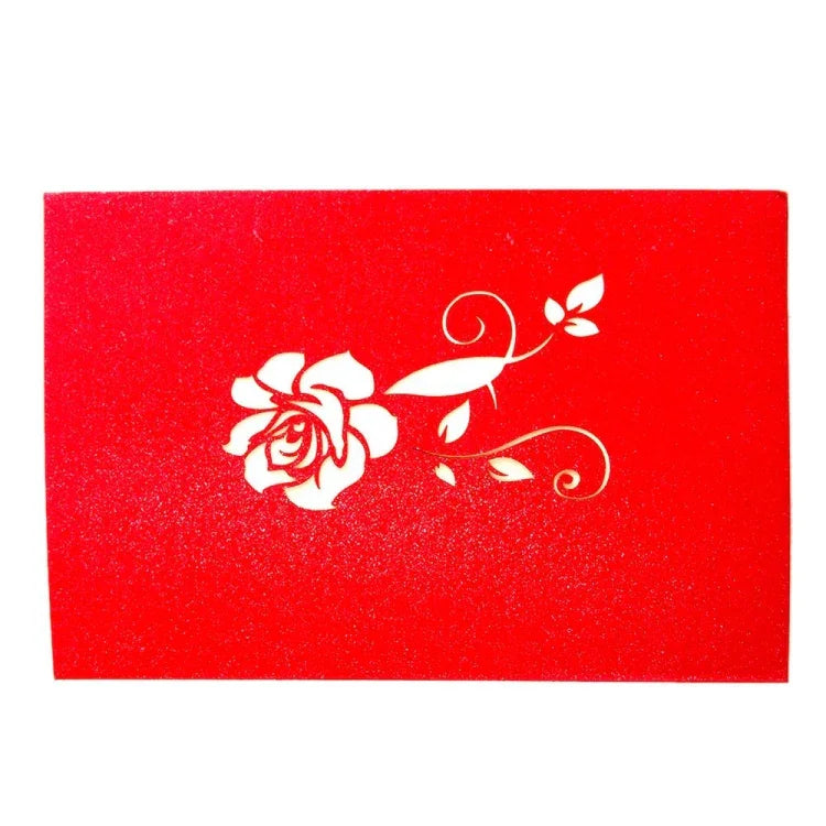 3D Pop Up Rose Thank You Greeting Postcards Flower Handmade Blank Vintage Paper Happy Birthday Love Gift Card, Size: 13x16cm, Handmade Blank