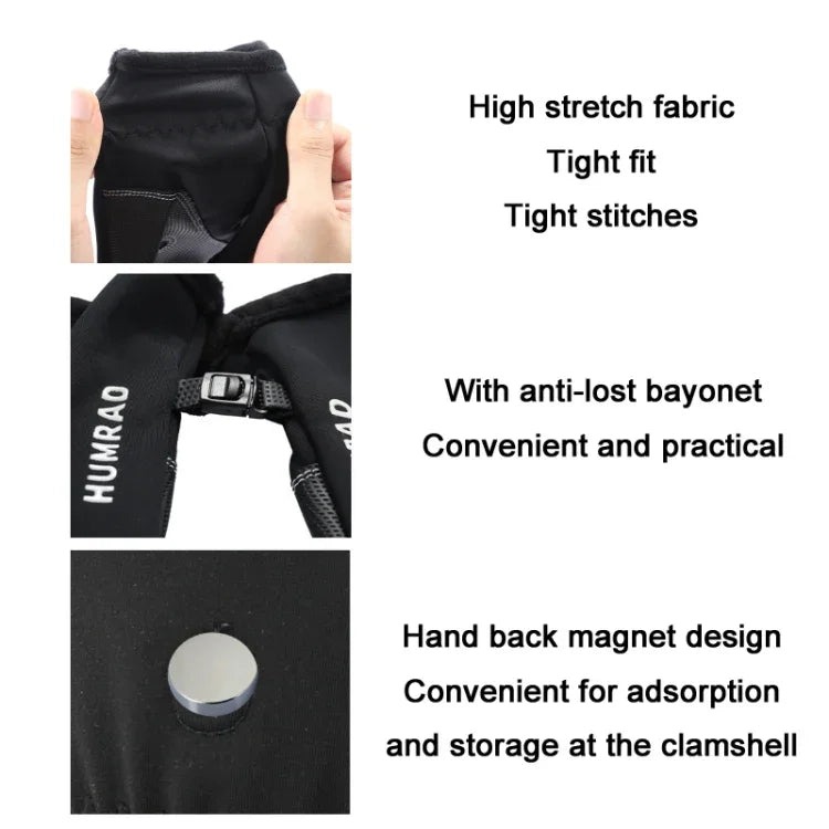 HUMRAO Winter Half-Finger Flip Cover Warm Gloves For Outdoor Sports Skiing And Cycling, L