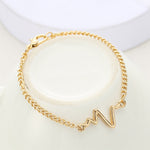 10 PCS Simple Personality Bileklik Ecg Figure Lightning Bracelet Couple Heartbeat Frequency Bracelet, black, gold, Silver