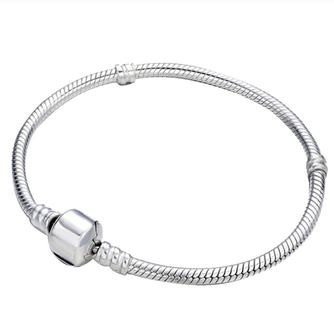 17-21cm Silver Snake Chain Link Bracelet Fit European Charm Pandora Bracelet, 20cm, 21cm, 19cm, 18cm