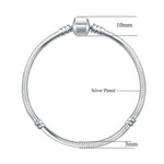 17-21cm Silver Snake Chain Link Bracelet Fit European Charm Pandora Bracelet, 20cm, 21cm, 19cm, 18cm