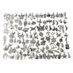 100 PCS Mixed Antique Silver Color European Bracelets Charm Pendants Fashion Jewelry DIY Charms Handmade