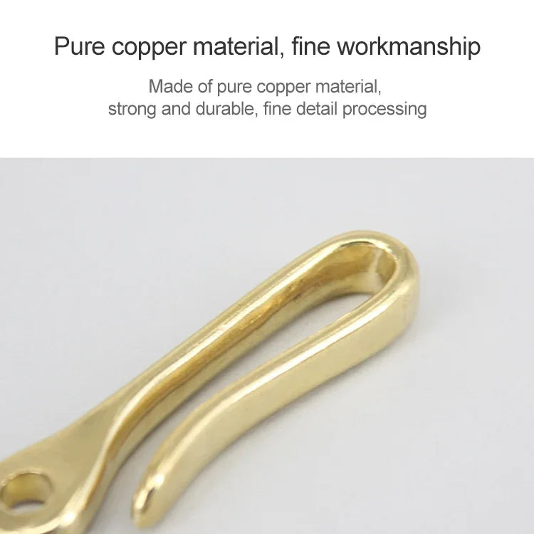 Retro Solid Brass Key Chain Key Ring Belt U Hook Wallet Chain Fish Hook, 6cm with Copper Rin, 6cm without Copper Rin