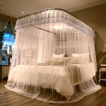U-shaped Guide Rail Retractable Three-door Mosquito Net, 120x200 cm, 150x200 cm, 180x200 cm, 180x220 cm, 200x220 cm