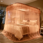 U-shaped Guide Rail Retractable Three-door Mosquito Net, 120x200 cm, 150x200 cm, 180x200 cm, 180x220 cm, 200x220 cm