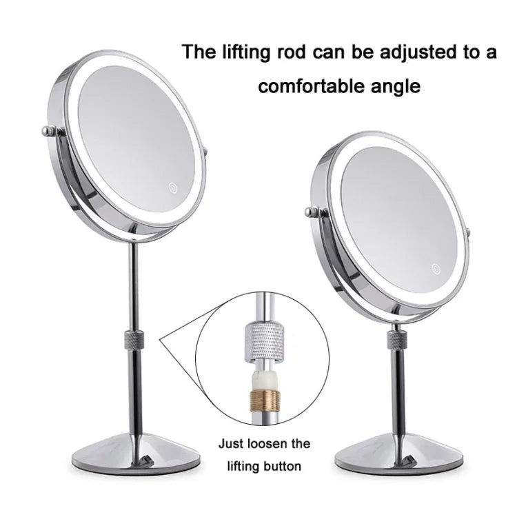 Desktop Double-SidedRound LED Luminous Makeup Mirror Liftable Magnifying Mirror, Plane + 3 Times Magnification(8-inch Rechargeable), Plane + 5 Times Magnification(8-inch Rechargeable), Plane + 7 Times Magnification(8-inch Rechargeable)                 ...