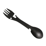2 PCS  5 in 1 Multi-functional Outdoor Tools Stainless Steel Camping Survival EDC Kit Practical Fork Knife Spoon Bottle/Can Opener