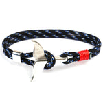 Whale Tail Anchor Charm Nautical Survival Rope Chain Bracelets, Dark blue, Black, Black red, Red, Black blue, Yellow, Colorful, Blue