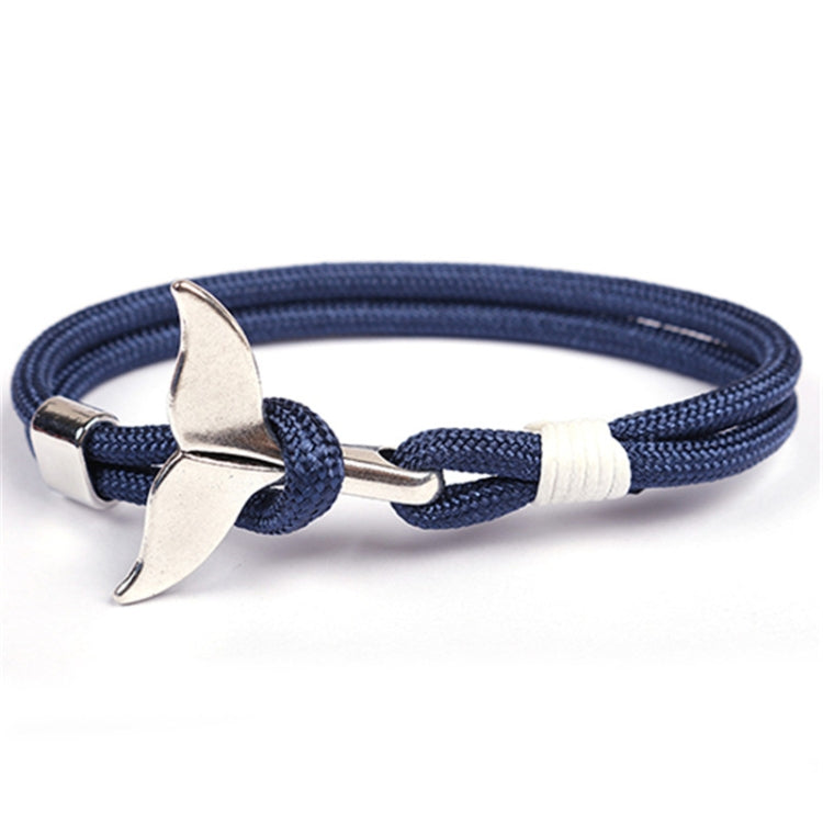 Whale Tail Anchor Charm Nautical Survival Rope Chain Bracelets, Dark blue, Black, Black red, Red, Black blue, Yellow, Colorful, Blue