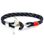 Whale Tail Anchor Charm Nautical Survival Rope Chain Bracelets, Dark blue, Black, Black red, Red, Black blue, Yellow, Colorful, Blue